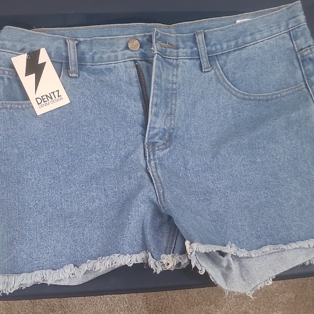 Light Blue Distressed Jean Shorts with Frayed Hem